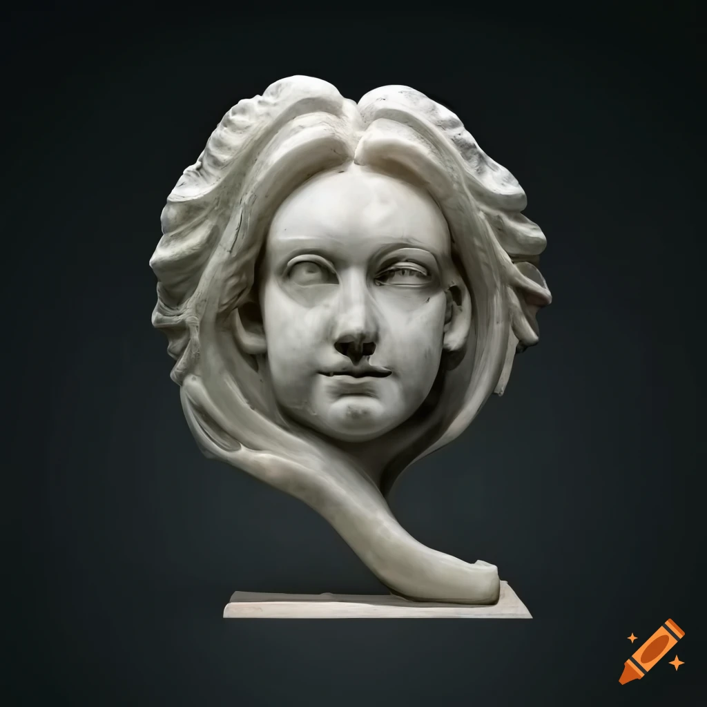 Elizabeth holmes antique marble sculpture with glowing eyes on Craiyon