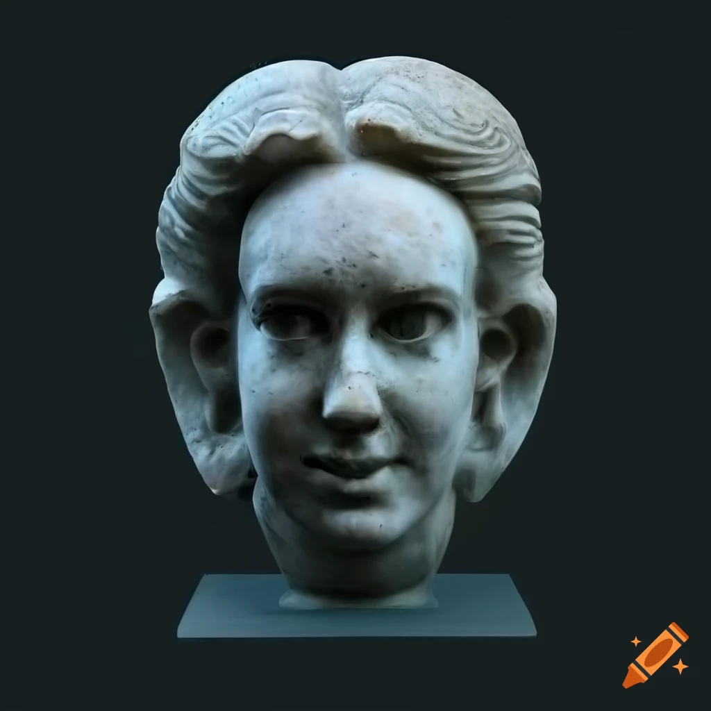 Elizabeth holmes antique marble sculpture with glowing eyes on Craiyon