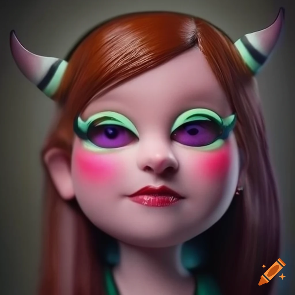Photorealistic mabel pines portrayed as a demon on Craiyon