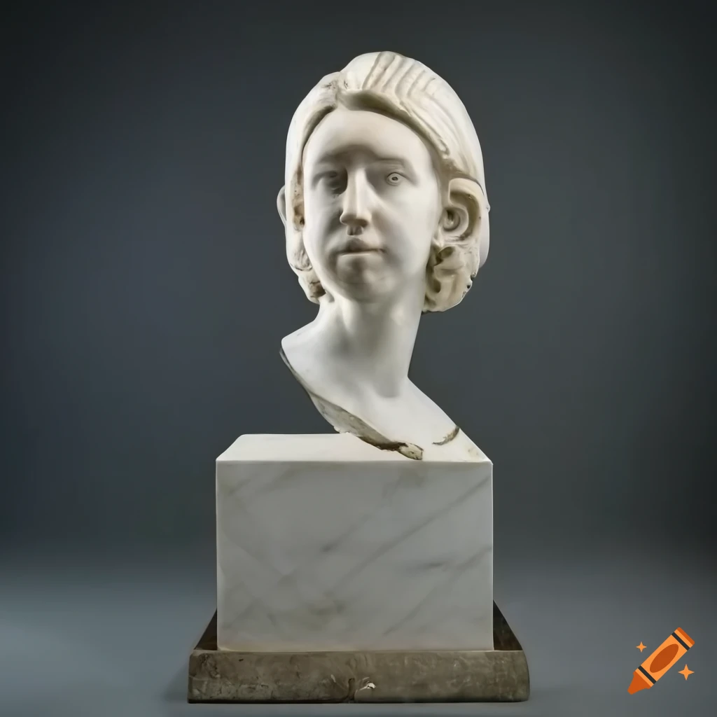 Elizabeth holmes antique marble sculpture with h.r. giger style in face