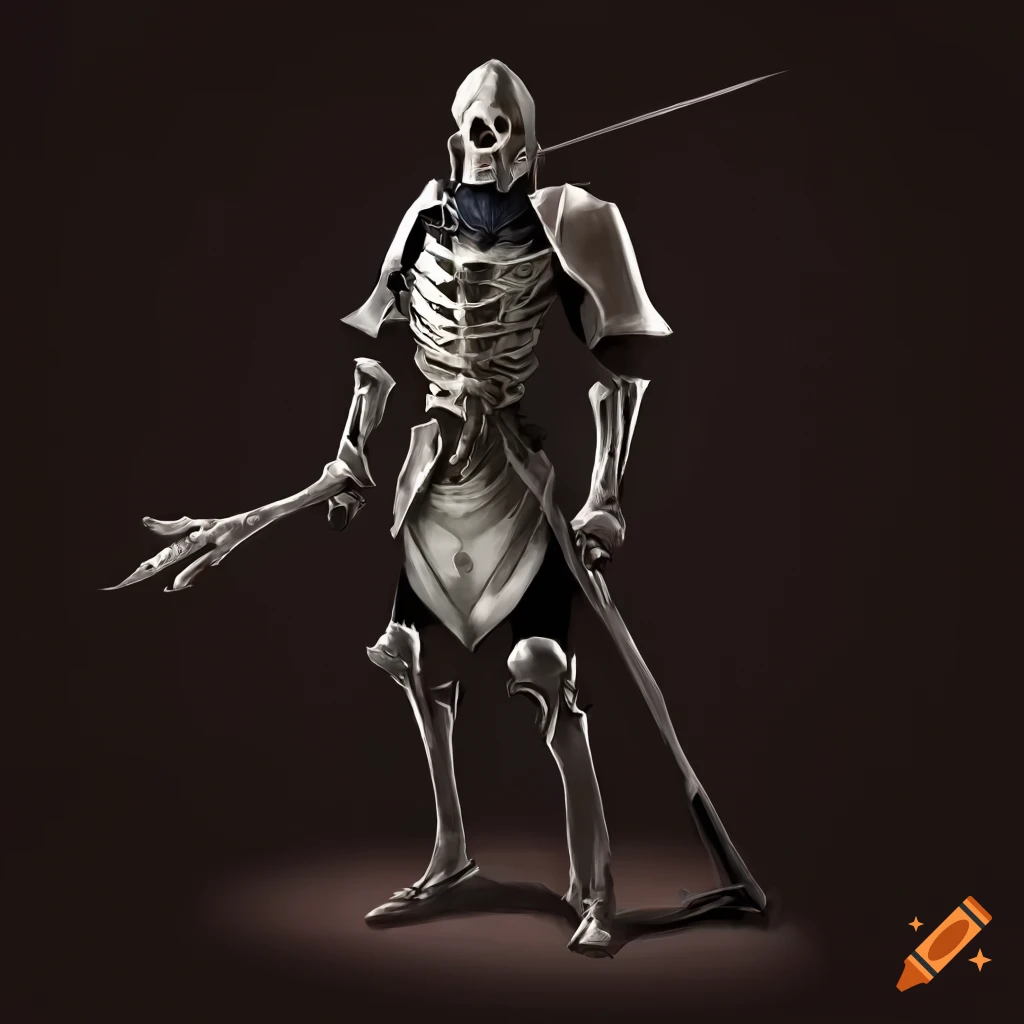 Fantasy skeleton knight in minimal armor