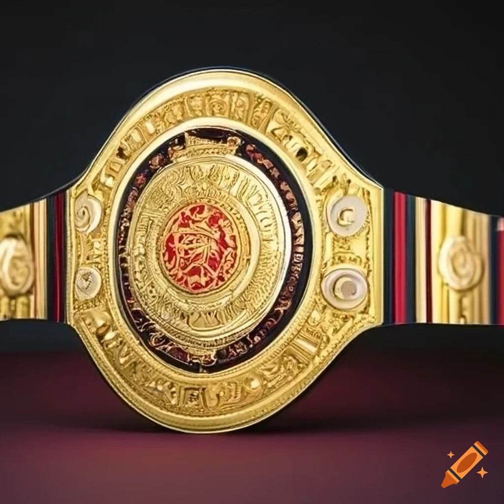Shiny gold round championship belt on Craiyon