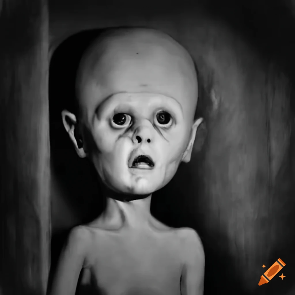 Surreal czech animation headshot from the 1950s in monochrome on Craiyon