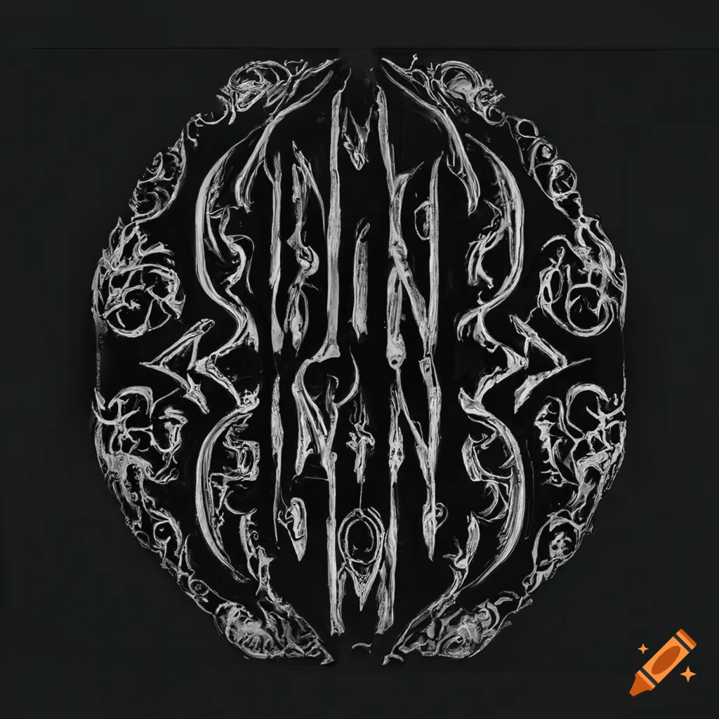 Sleek and eerie black metal logo with the text "Hallways of allways"