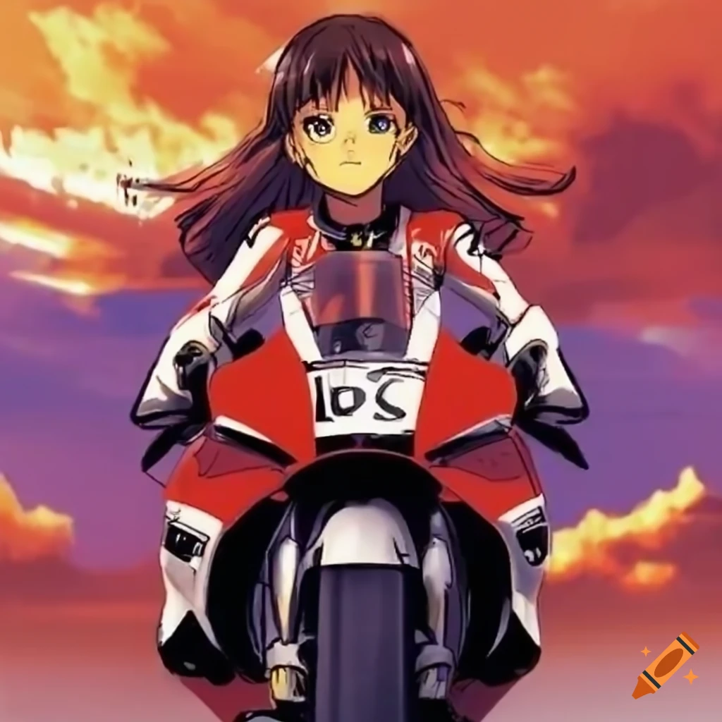 Manga anime of honda vfr motorbike race in the 90s on Craiyon