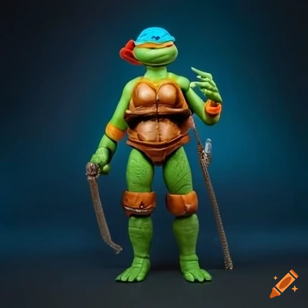 Retro ninja turtle action figure reimagined as a woman on craiyon