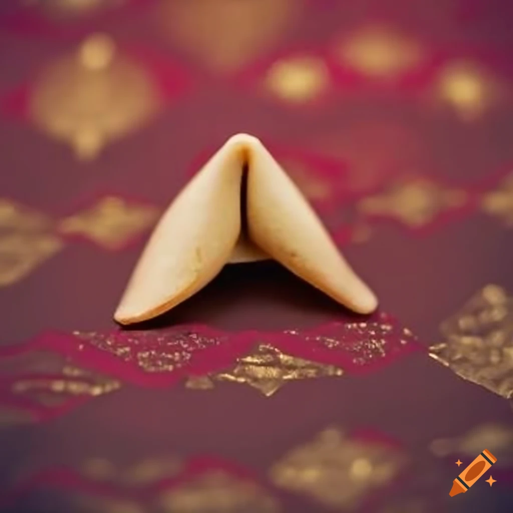 Lucky fortune cookie with red and gold background in a mysterious