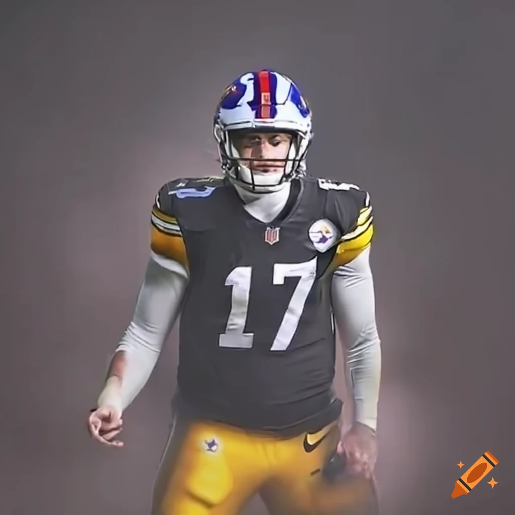 Josh Allen wearing a Steelers jersey