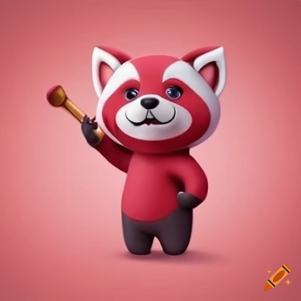 Cute 3d Pink And Red Panda Bear Valentine Character Design With Heart Markings 