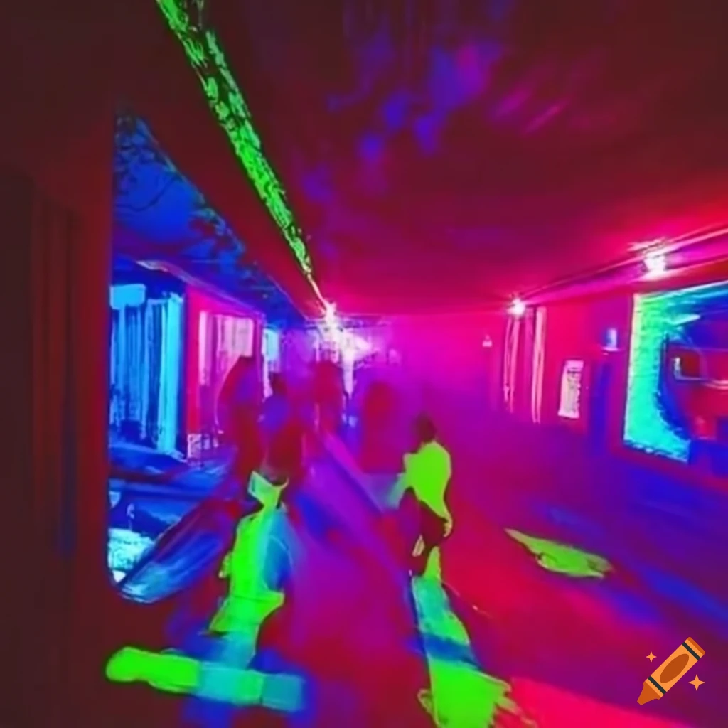 Vibrant underground rave party on Craiyon