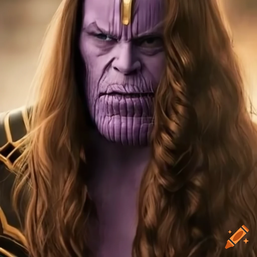 Thanos with long, beautiful hair on Craiyon