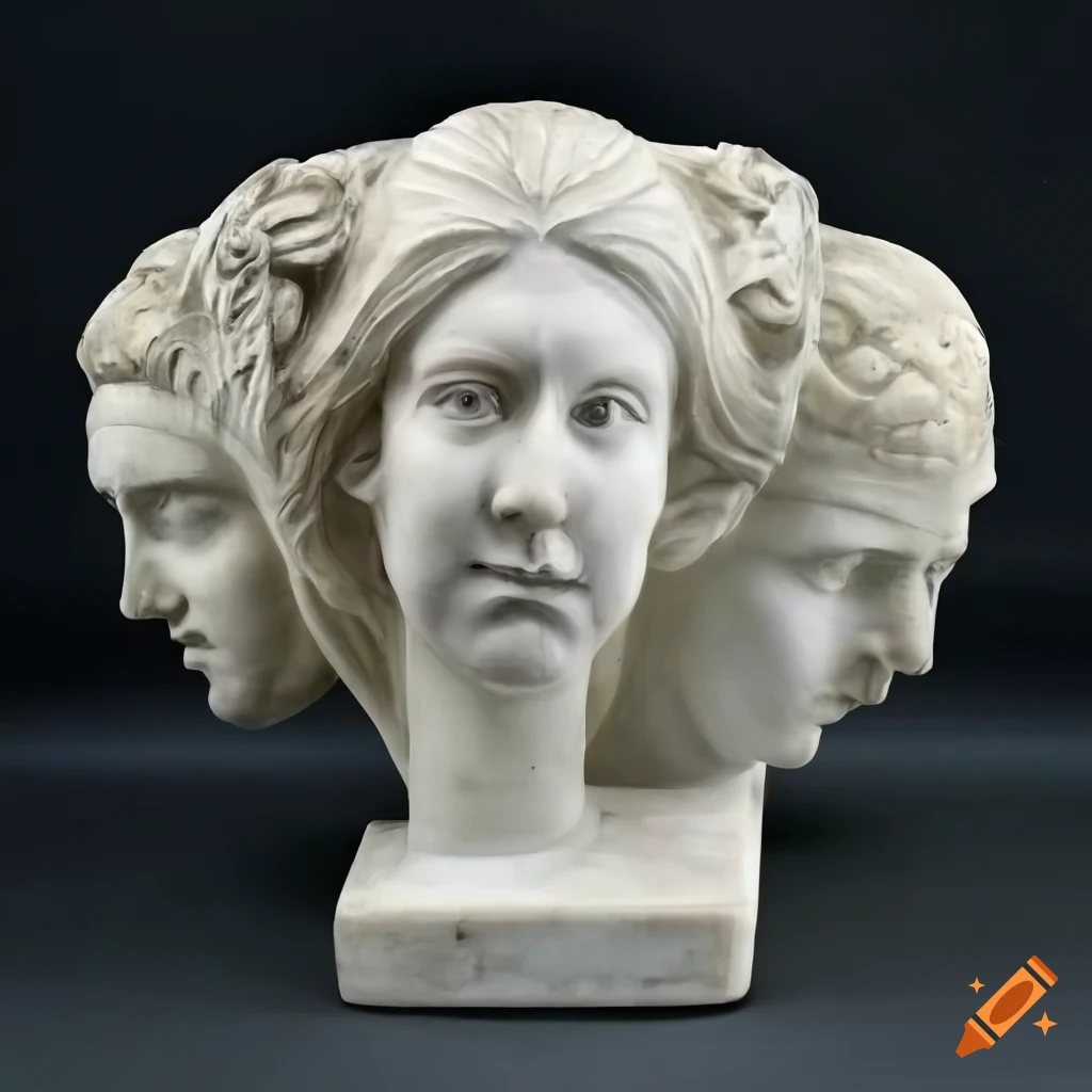 Elizabeth holmes antique marble sculpture with h.r. giger style in face