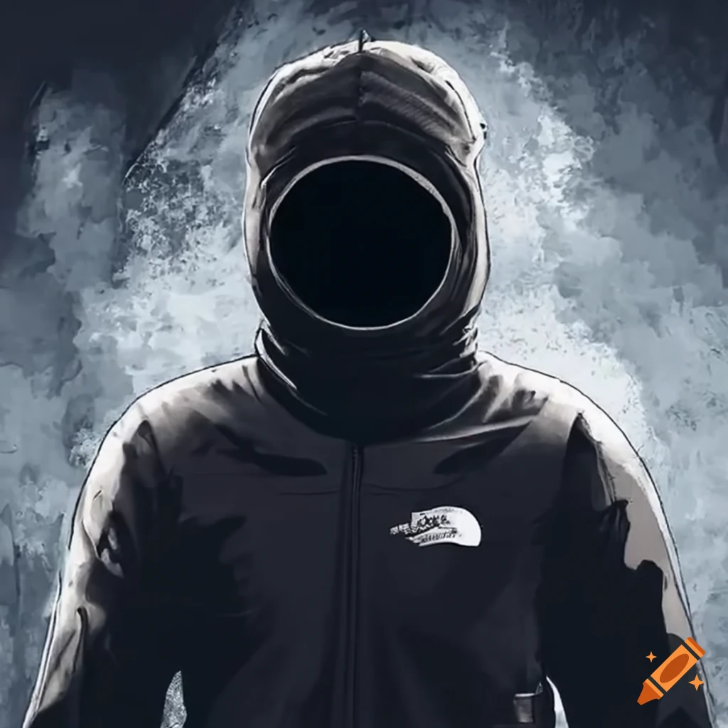 Football ultras wearing north face jacket and black and white hood on ...