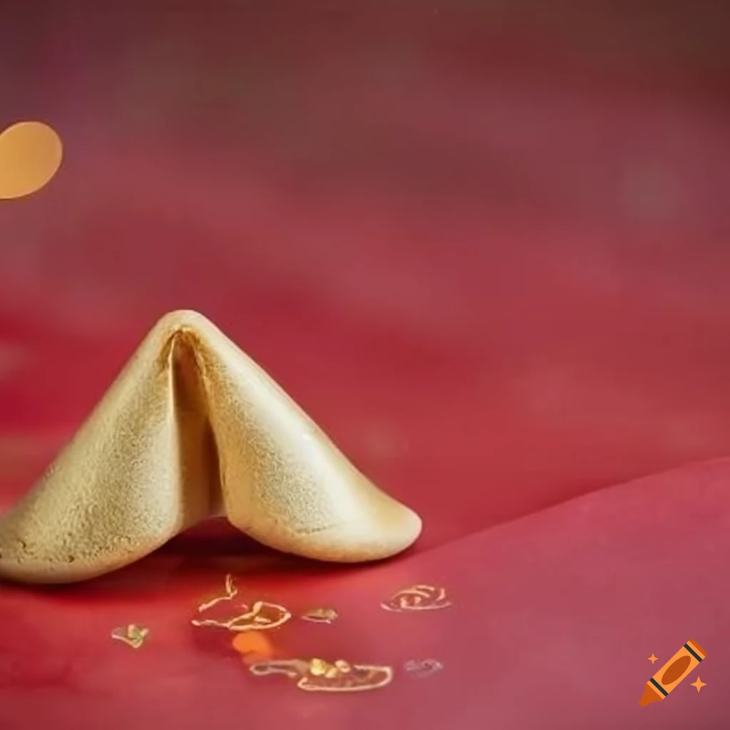 Lucky fortune cookie with red and gold background in a mysterious