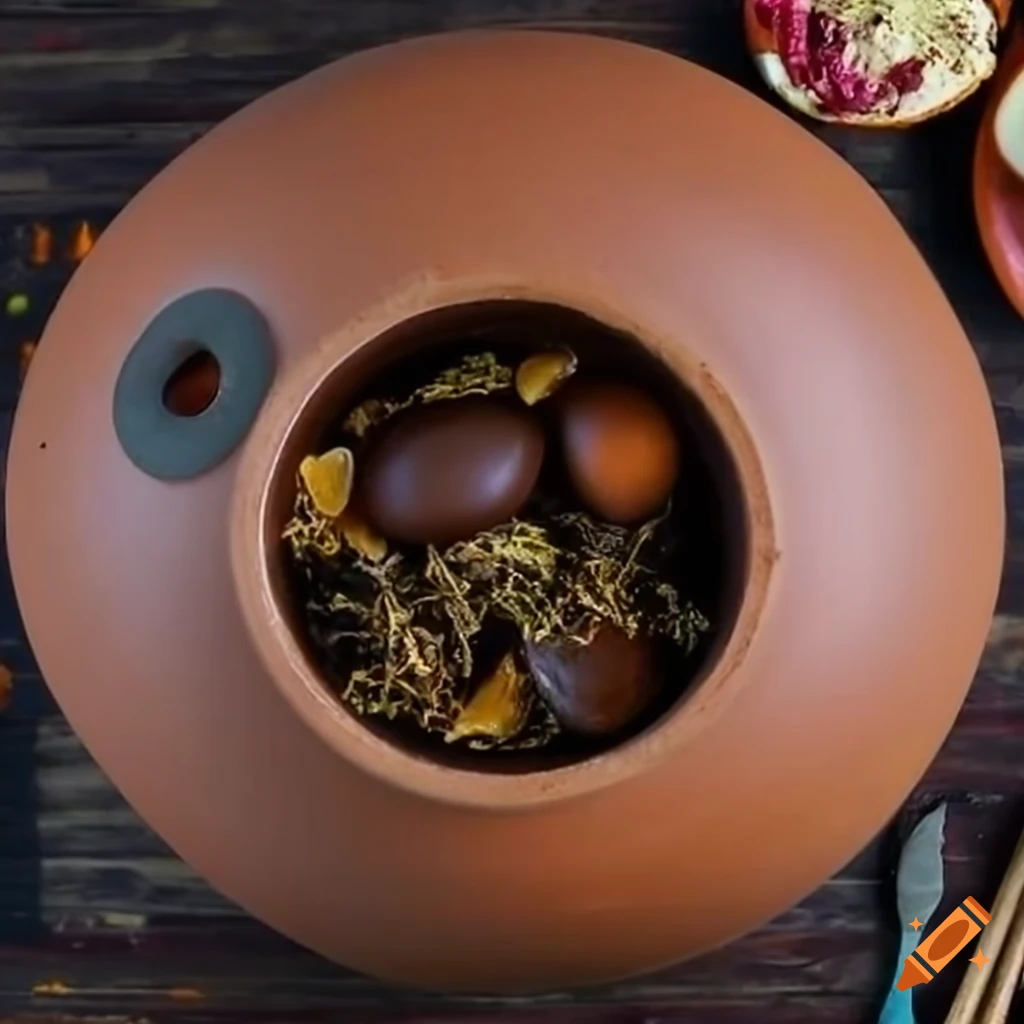 Traditional chinese medicine kitchen with simmering herbs and clay pot