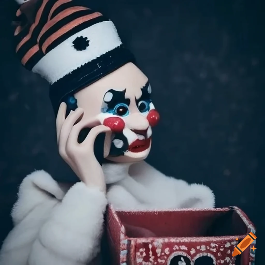 Misfit toy with angry expression on the island of misfit toys in the