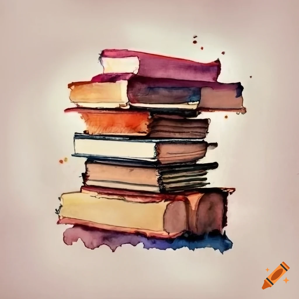 Watercolor painting of books on Craiyon