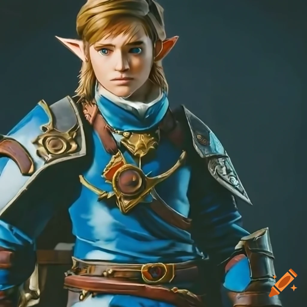 Detailed depiction of link in armor from breath of the wild on Craiyon