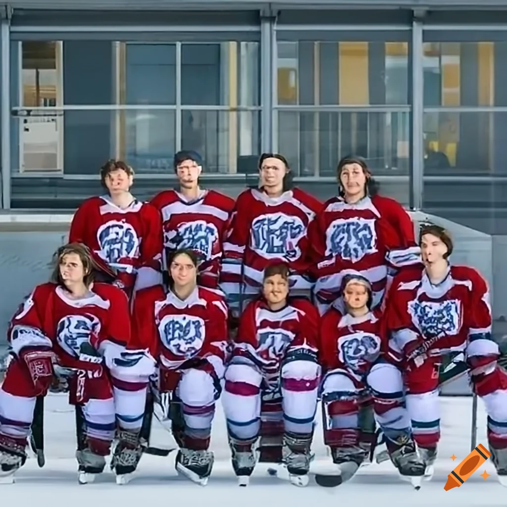 Outdoor ice hockey team picture