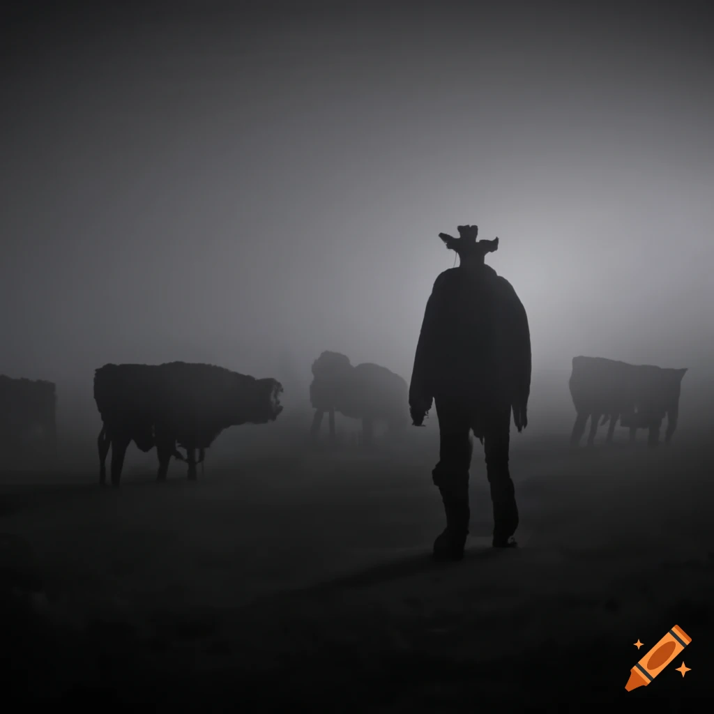 Alien abduction of cows in a Texas ranch during foggy night