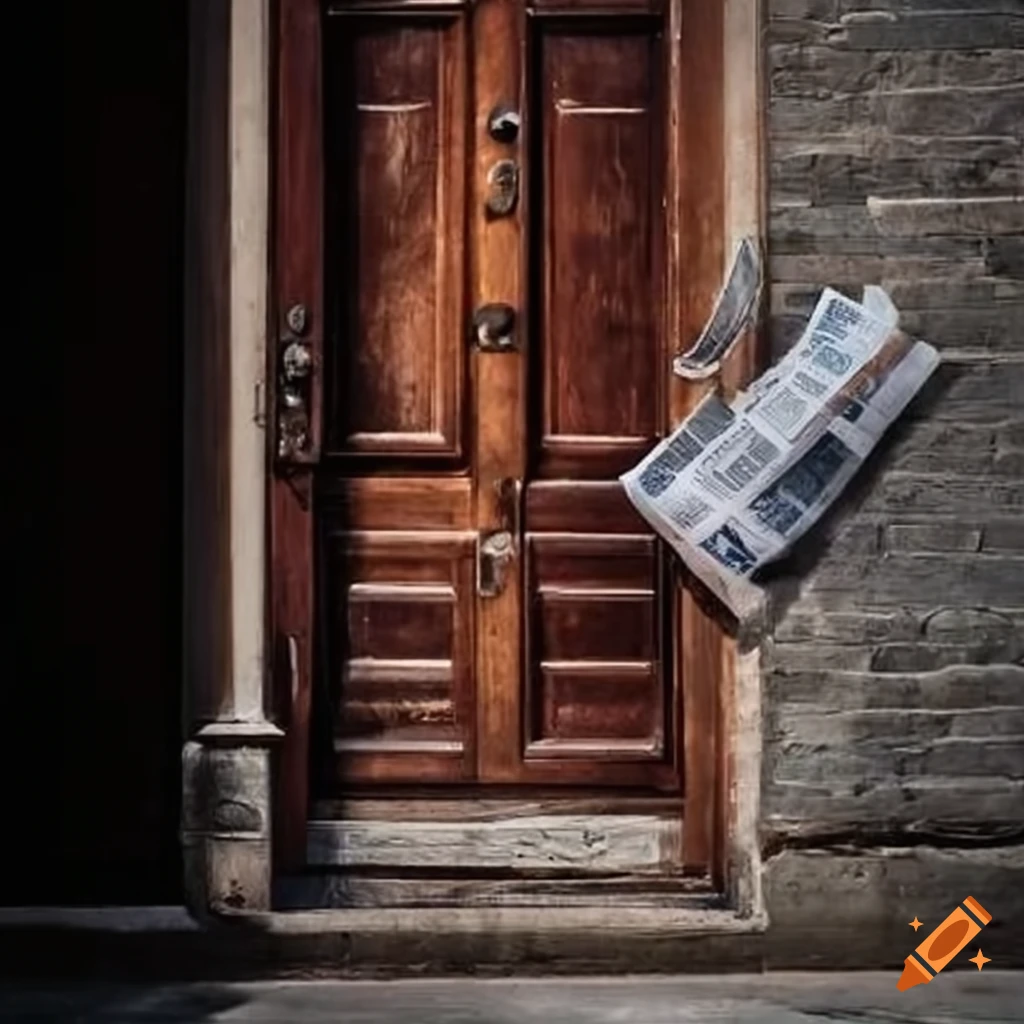 Newspaper at door front