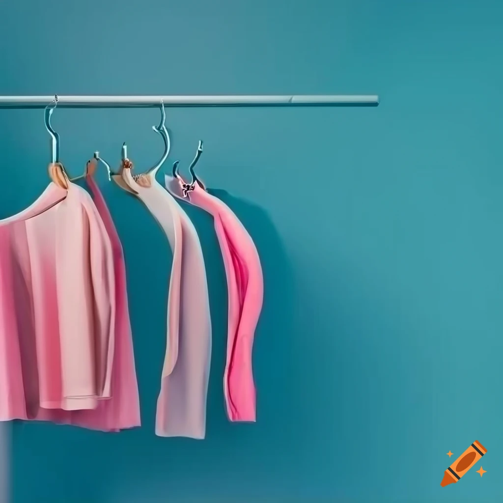 Neatly arranged clothes in a closet from pink and glittery to vibrant ocean blue