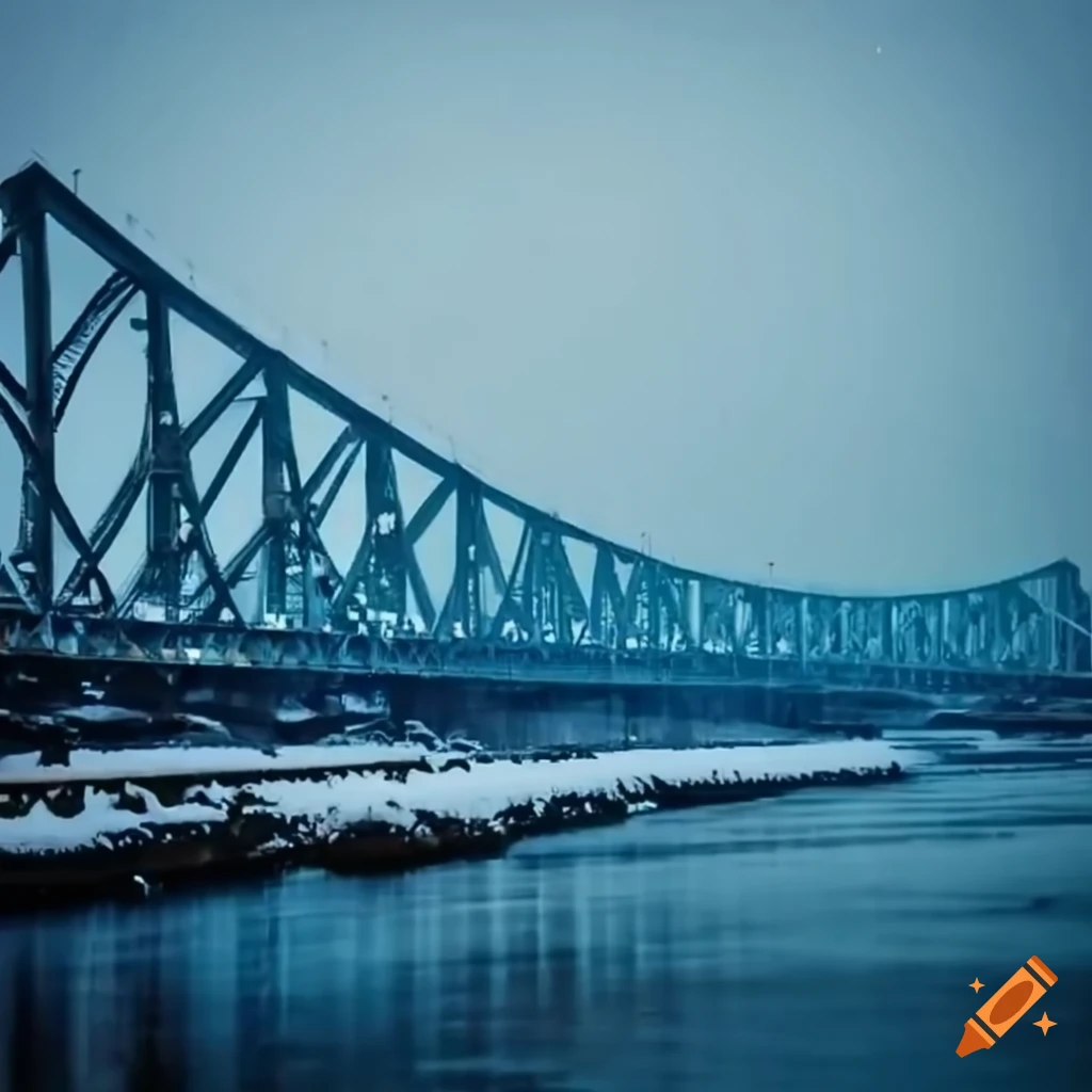 India Calcutta, Howrah pontoon bridge over Hooghly River