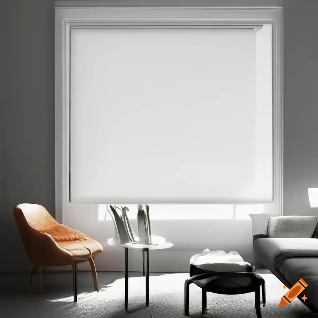 Minimalist white roller blinds near window
