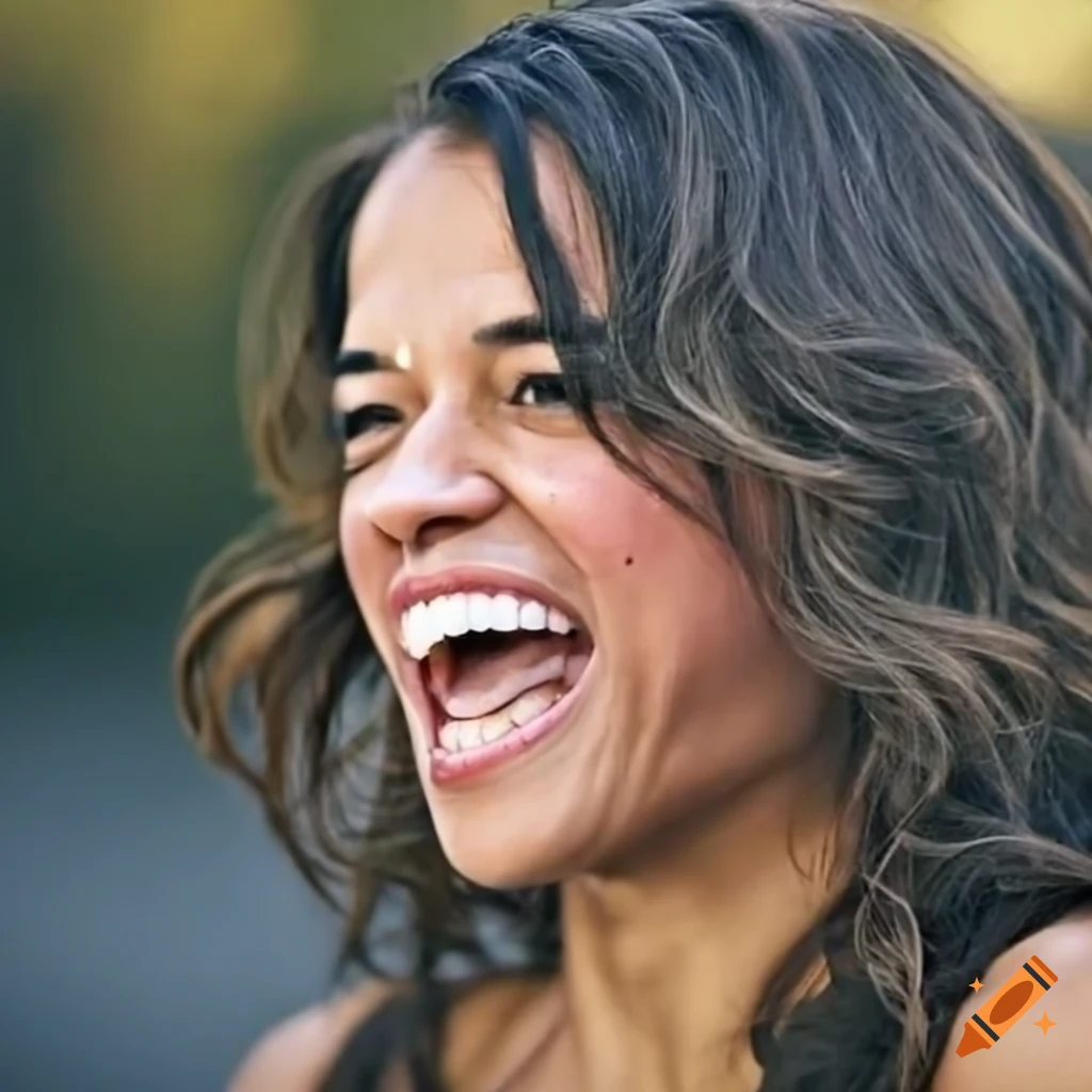 Portrait of michelle rodriguez laughing