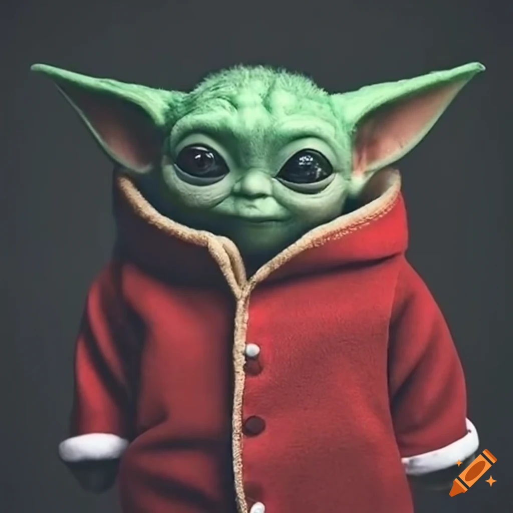 Baby yoda wearing christmas clothes on Craiyon
