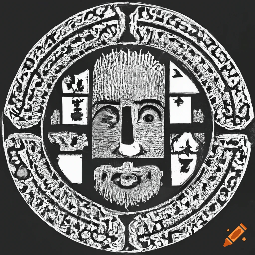 Combined figures for a logo with shield shape: negative image of  philosopher plato, applied psychology, applied linguistics, talents  optimization on Craiyon