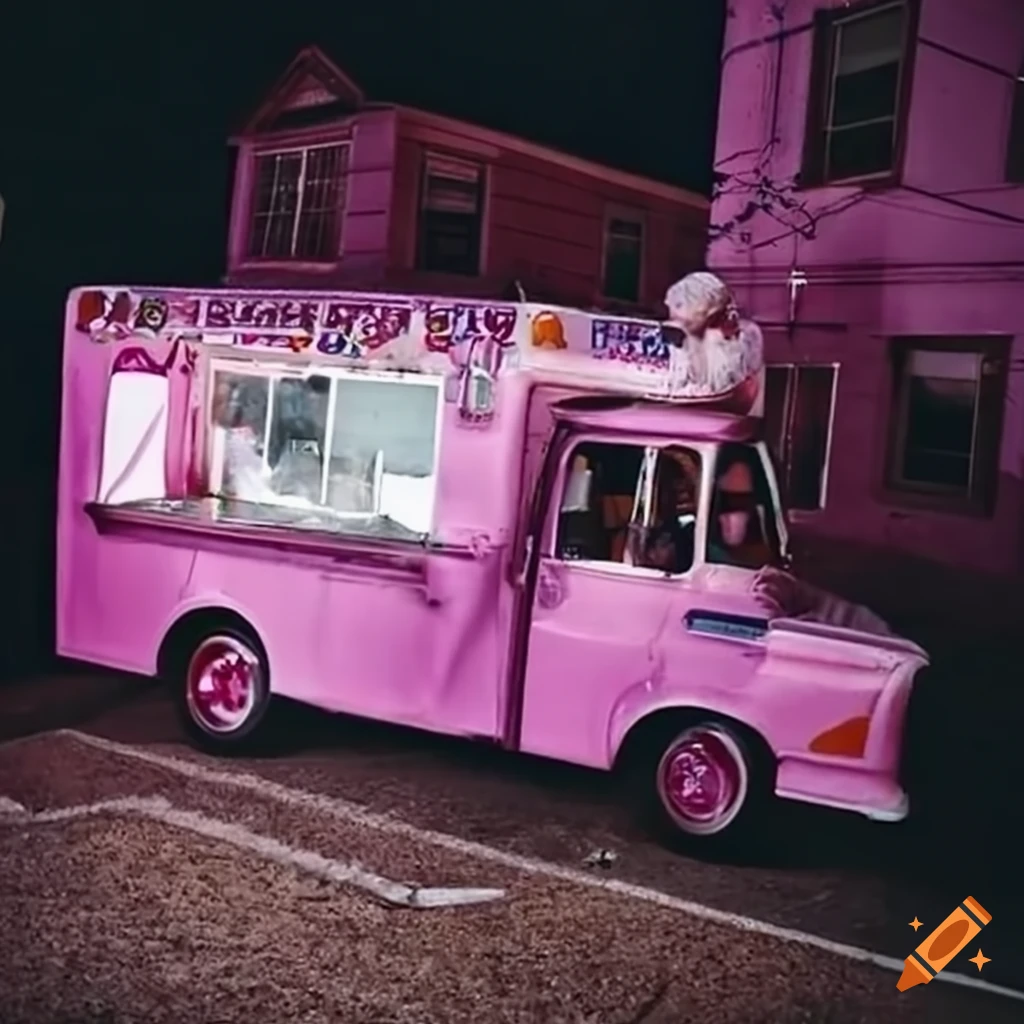 Ice cream truck at midnight on Craiyon