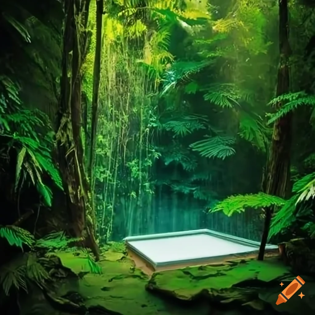 Shower base in the rainforest on Craiyon