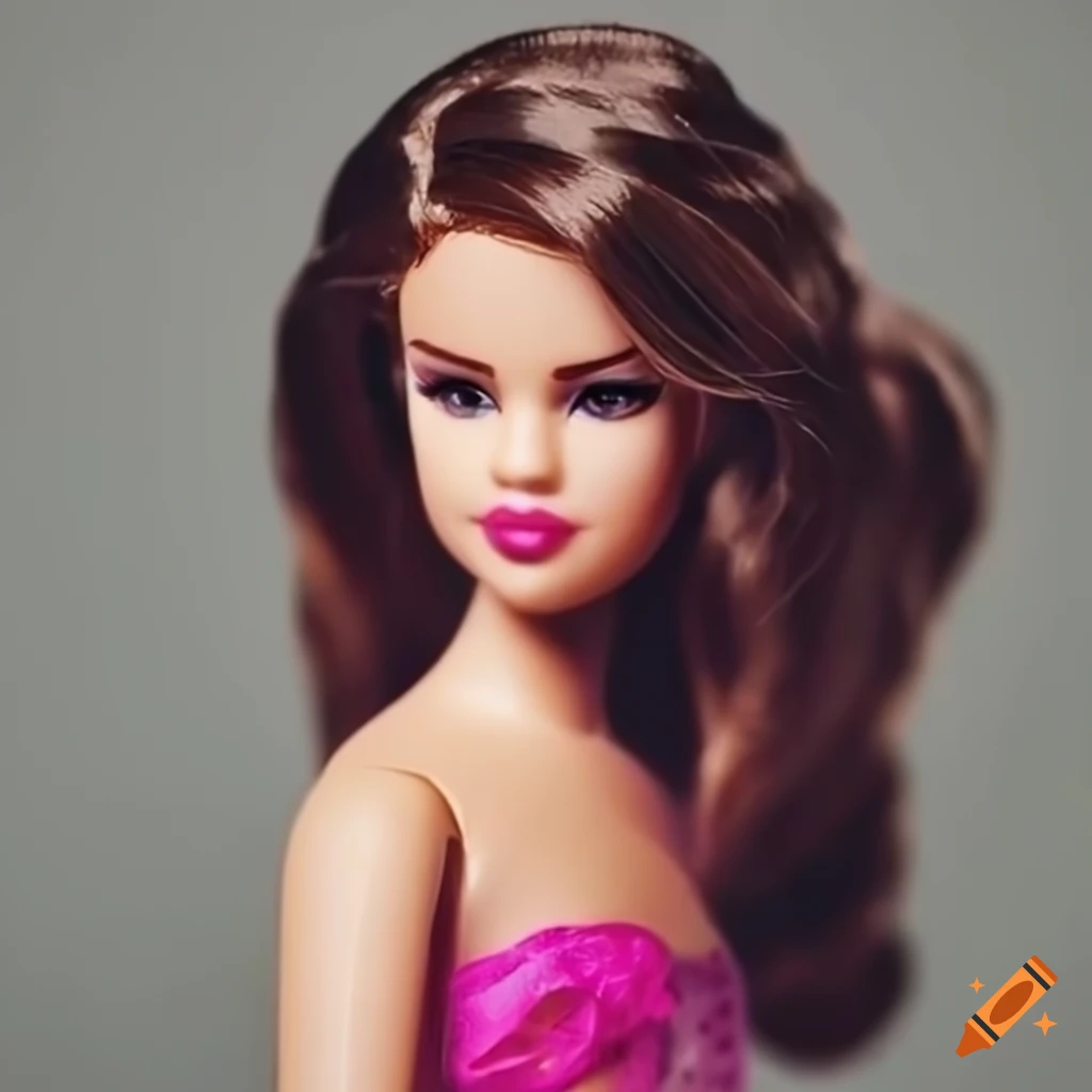 Selena gomez as a barbie doll in high quality 8k image on Craiyon