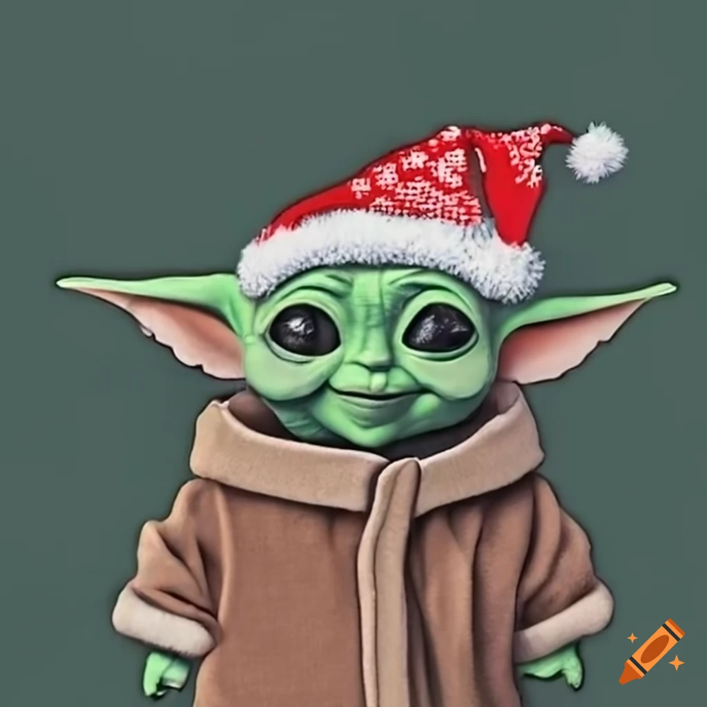 Baby yoda wearing christmas clothes on Craiyon