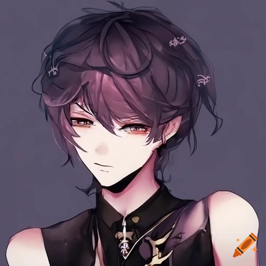 Anime boy with messy hair in Genshin Impact art style