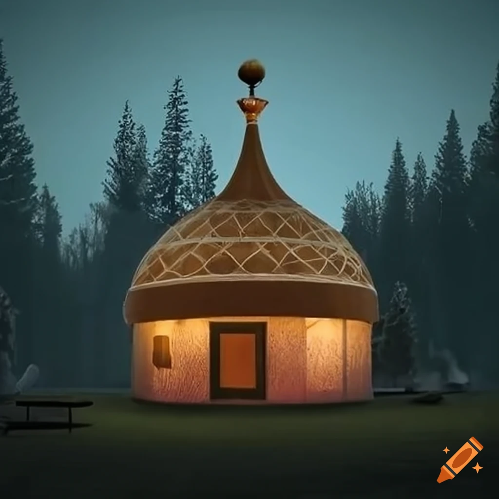 1960's era house with russian onion domes on Craiyon