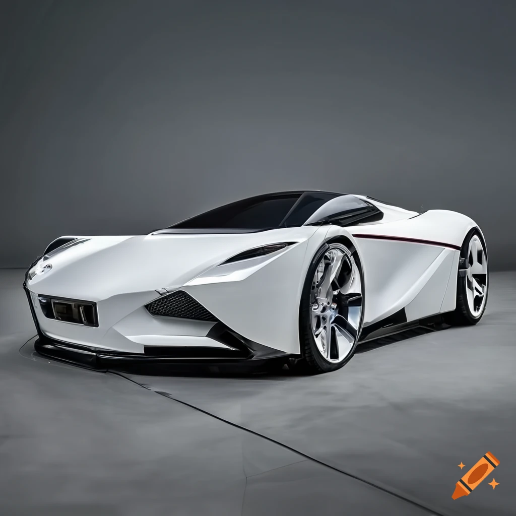 White futuristic car with large windows in a professional photography ...