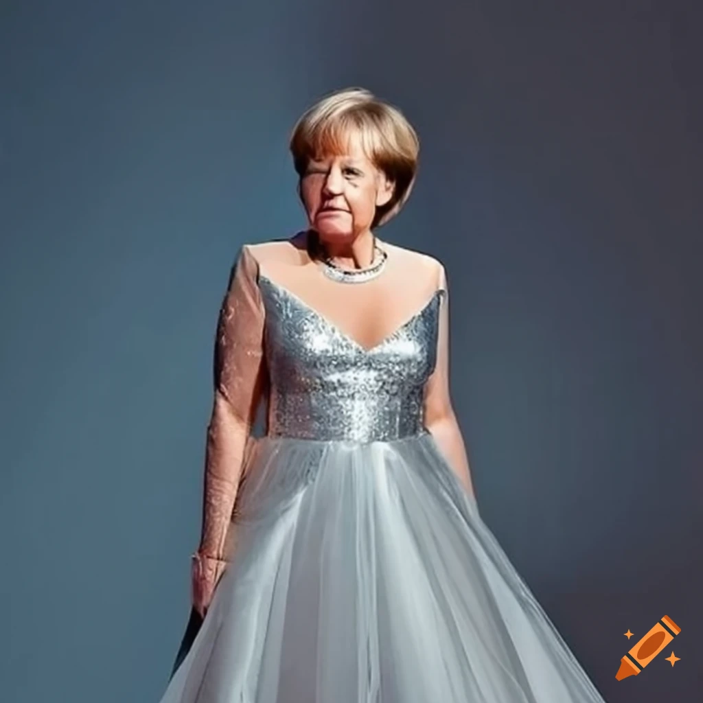 Angela merkel in a silver evening gown at a gala event on Craiyon
