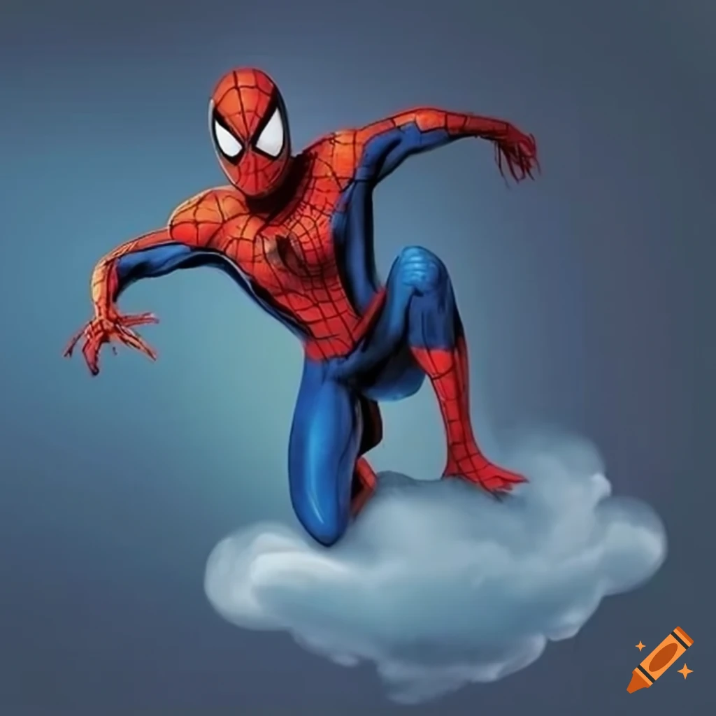 Spiderman on a cloud on Craiyon