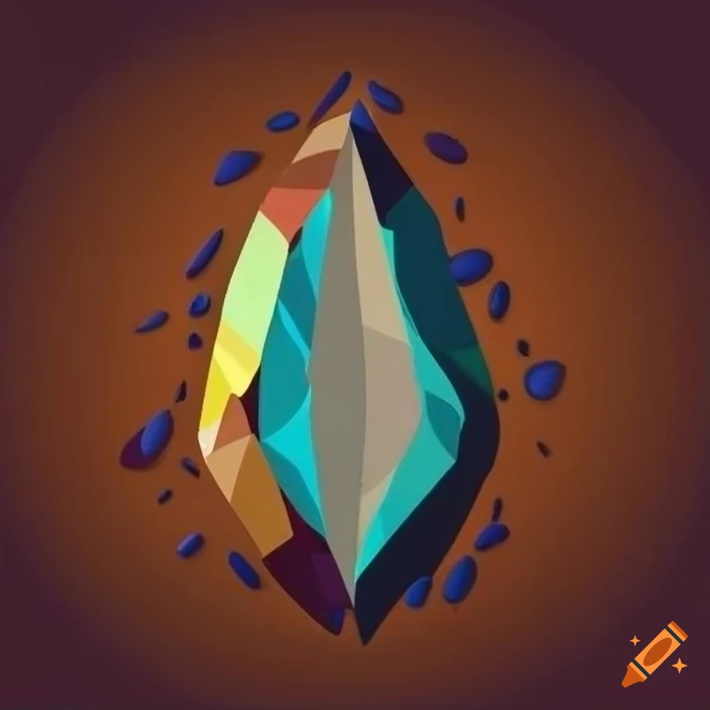 Stylish company logo design of a colorful gemstone in the shape of a seed with clean lines