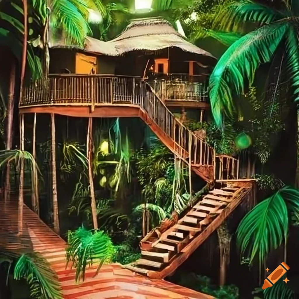 Disco themed tropical treehouse