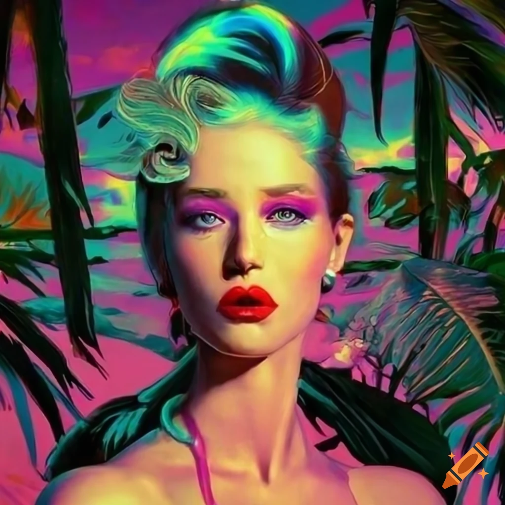 Colorful tropical illustration with high definition lighting and sharp