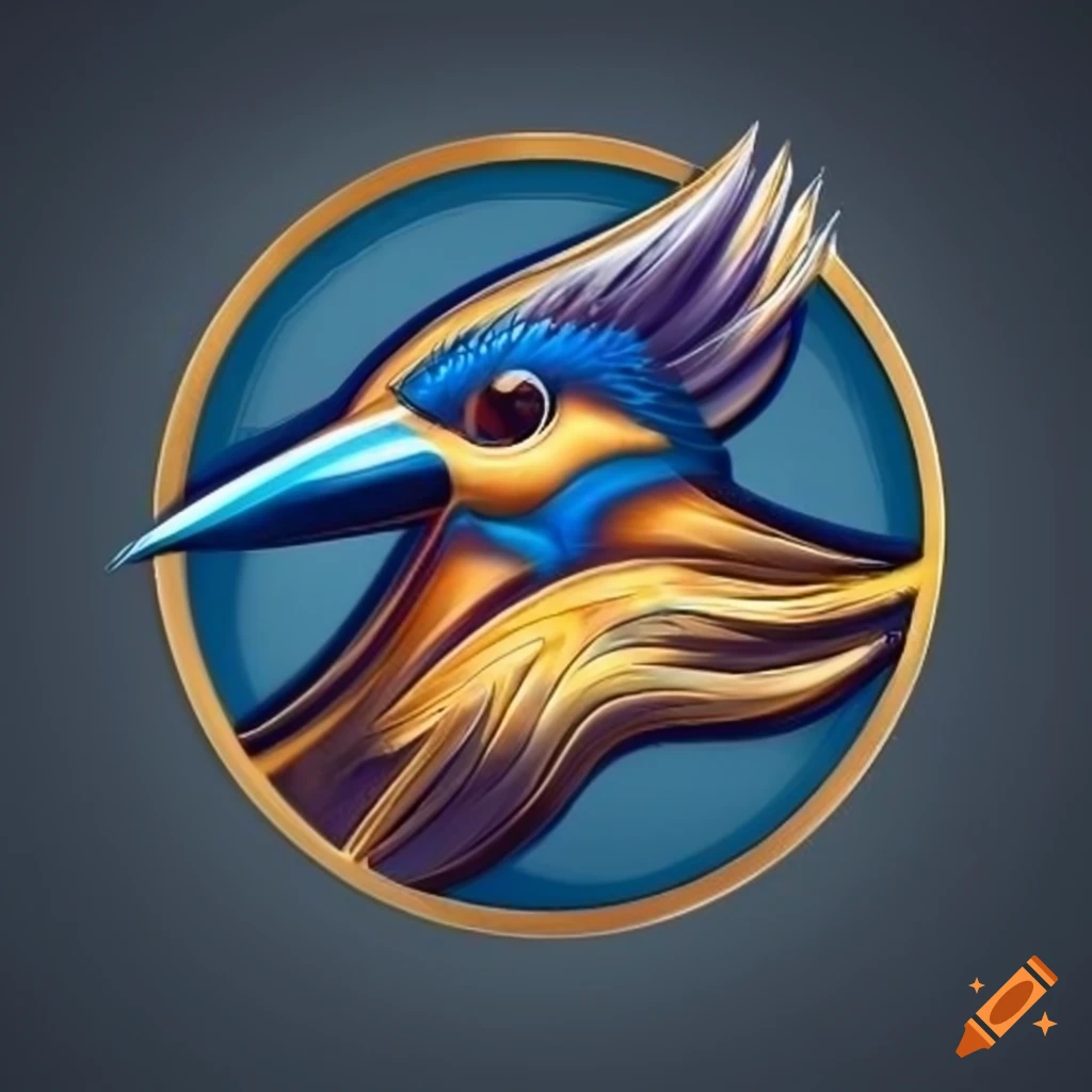 Circle shaped logo for Waiver Wire Legends fantasy football team with a kingfisher, blue and golden colors