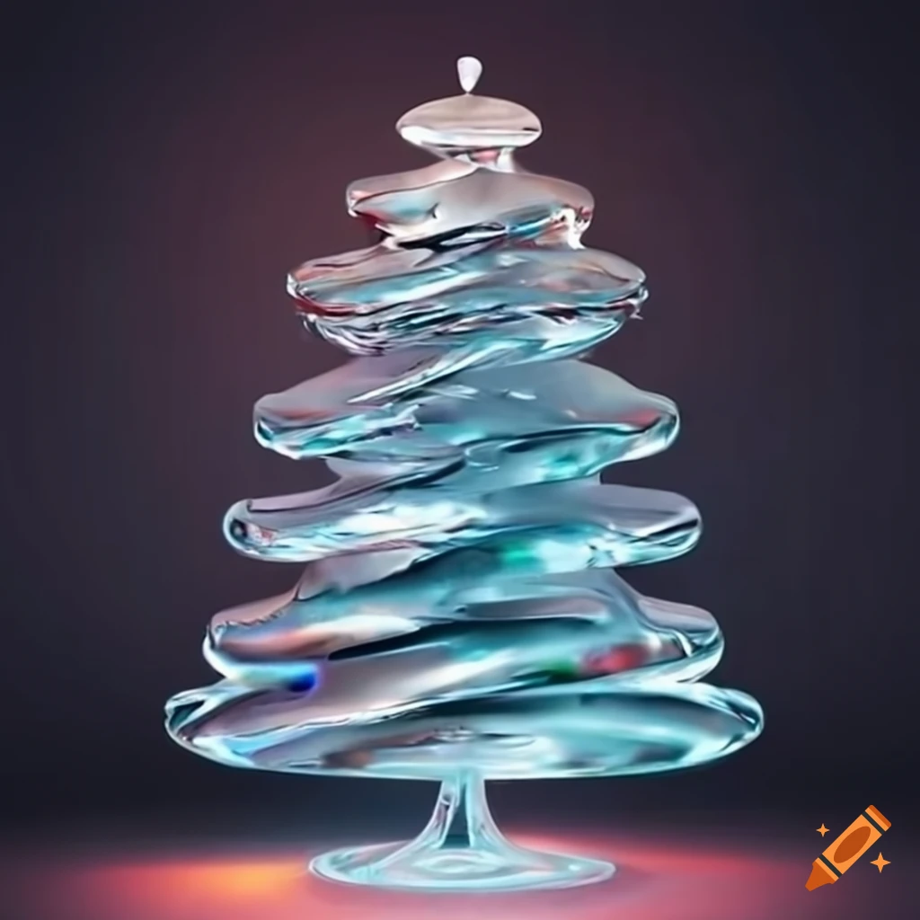 Ultra realistic chrome christmas tree with abstract art on Craiyon