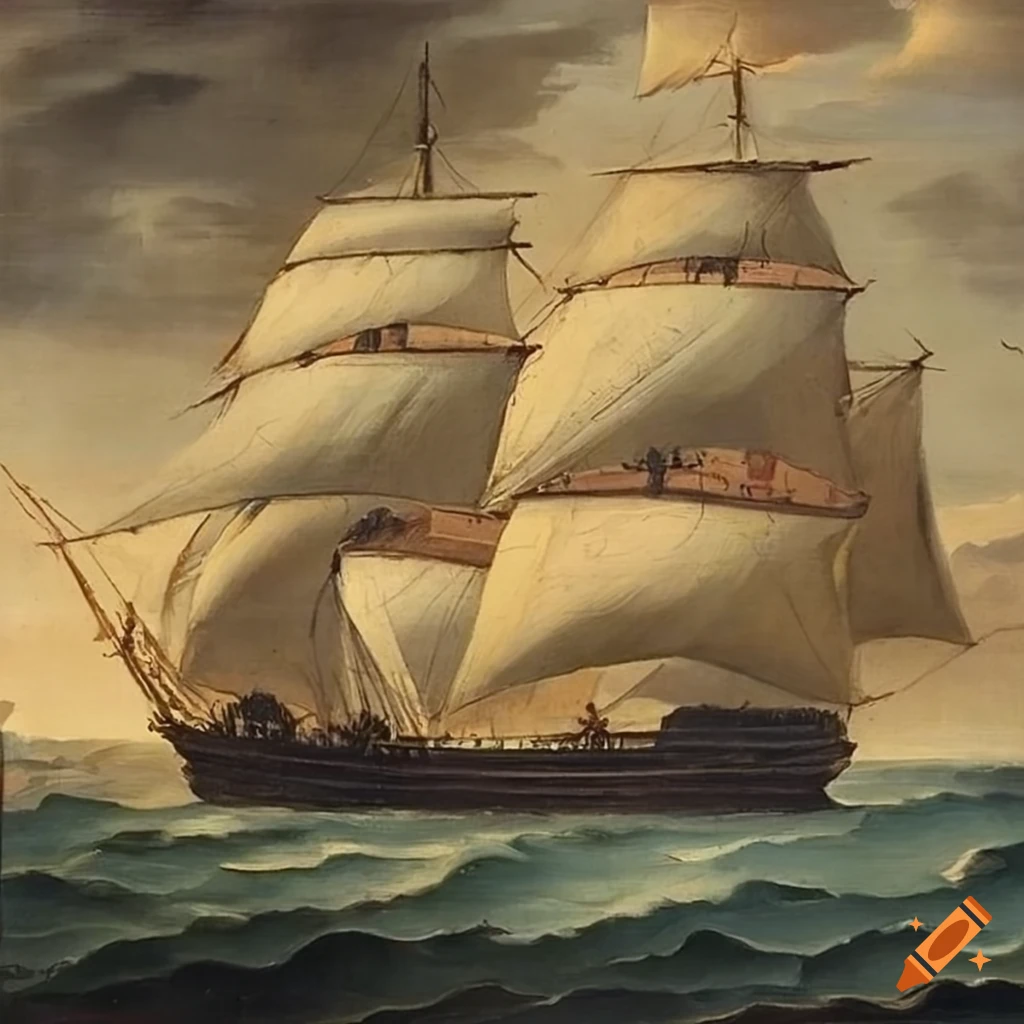 18th century merchant ship oil painting on Craiyon