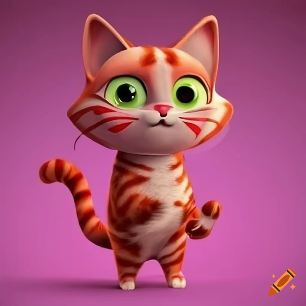 Cute 3d Pink And Red Valentine Tabby Housecat With Heart Markings On Craiyon 