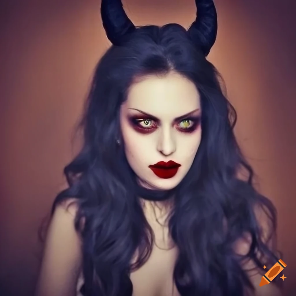 Beautiful pale skin vampire woman with hazel eyes, long black wavy hair