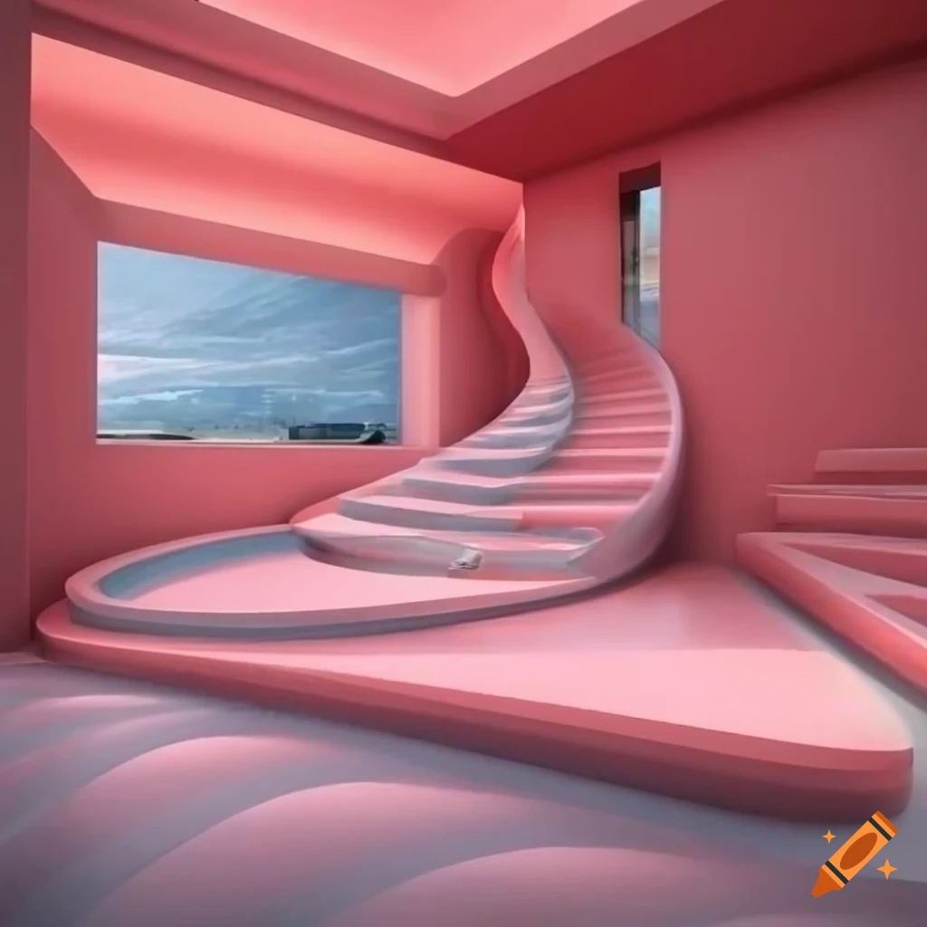 3d rendered architecture spa with pools, waterfalls, and surreal ...