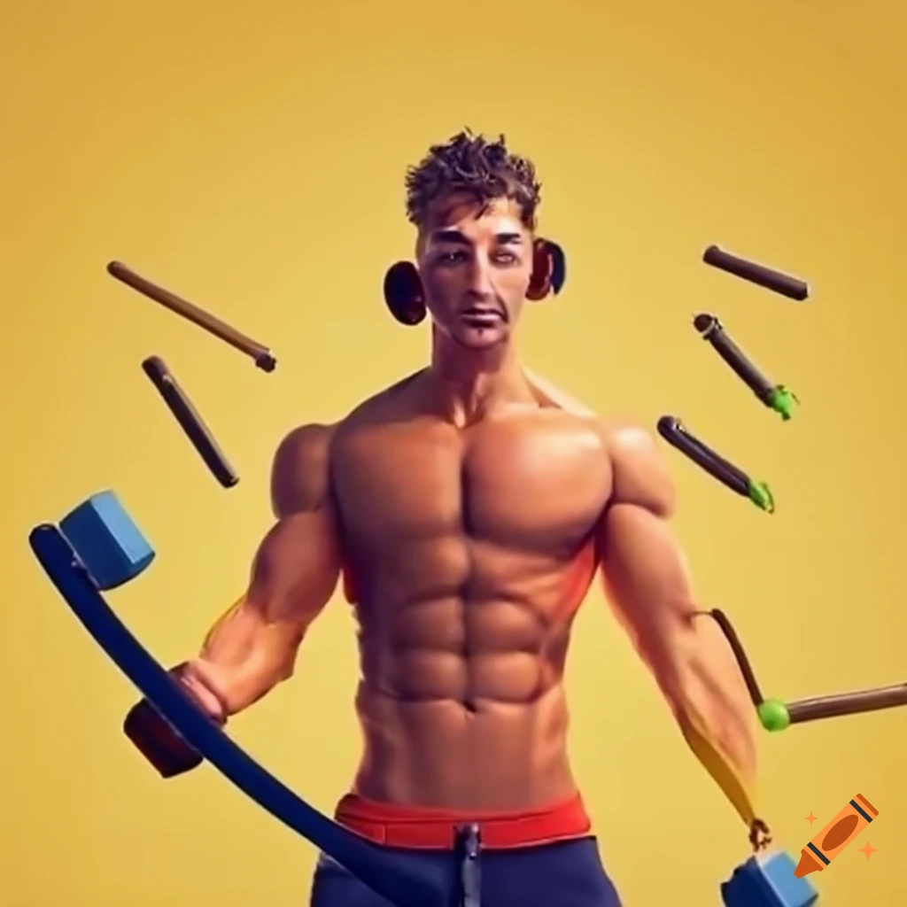 Banana man working out with dumbbells on Craiyon